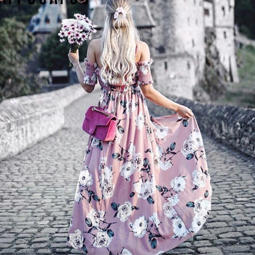 Mauve Floral Dress - Picture 2 of 7